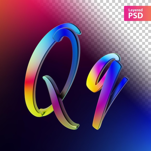 3d calligraphic rainbow color letter