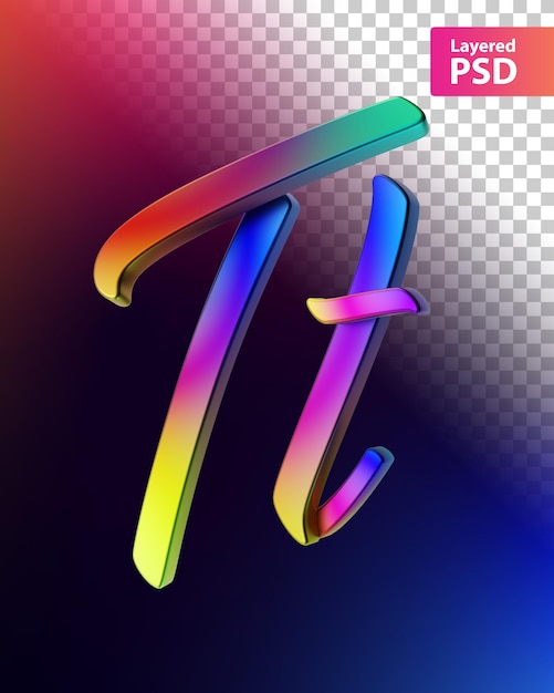 3d calligraphic rainbow color letter