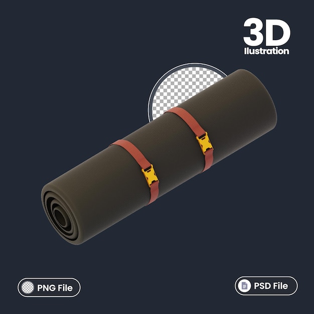 3d camping mat icon illustration with adventure theme