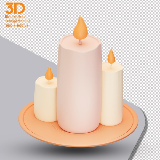 3D Candle Illustration on isolated background