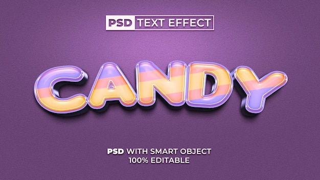 PSD 3d candy text effect colorful style editable text effect