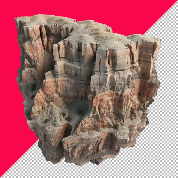 3D Canyon on Transparent Background PNG PSD