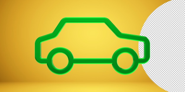 3D Car icon on transparent background . Transport symbol. 3d illustration.