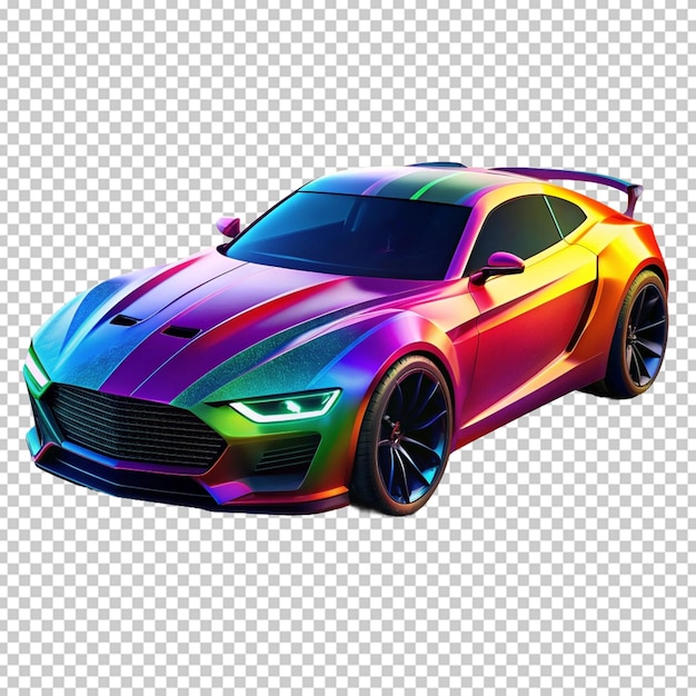 PSD 3d car with vibrant colors