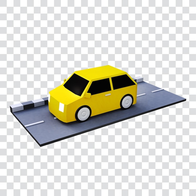 3D Car With Yellow Color