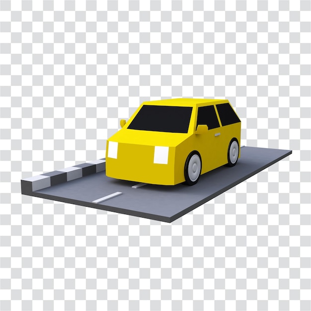 3D Car With Yellow Color