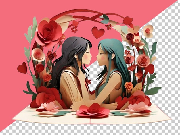 3d card with anime character kissing each other