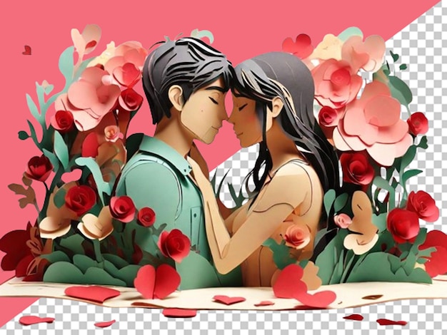 3d card with anime character kissing each other