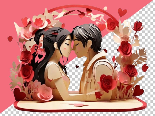 3d card with anime character kissing each other