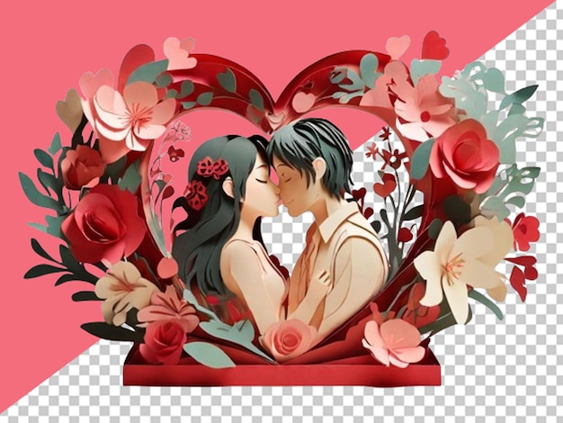 3d card with anime character kissing each other