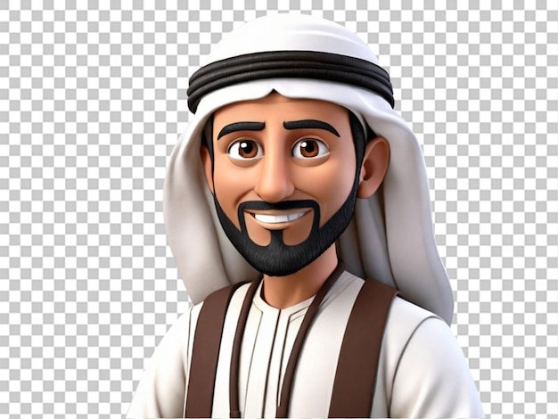 3d Cartoon Arab Man Rigged on white background