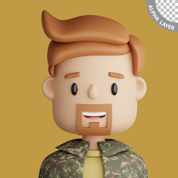 3D cartoon avatar of bearded man