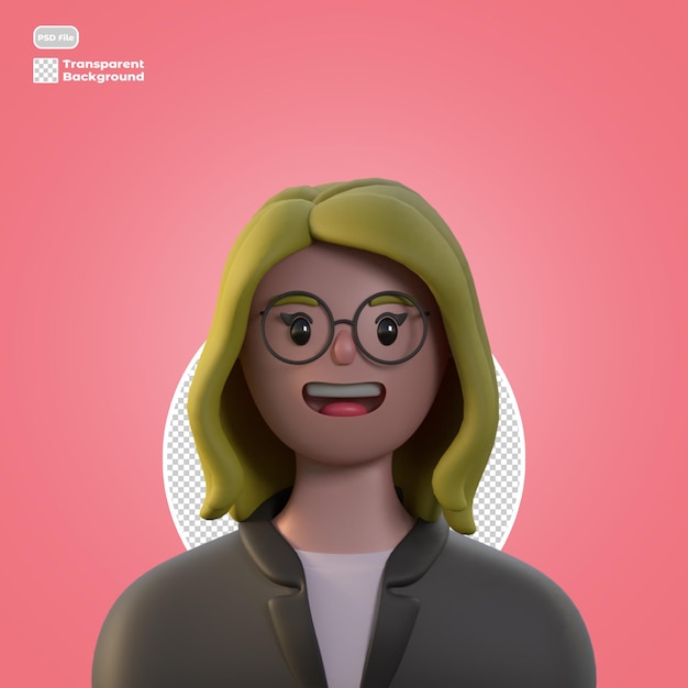 3d cartoon avatar isolated in 3d rendering