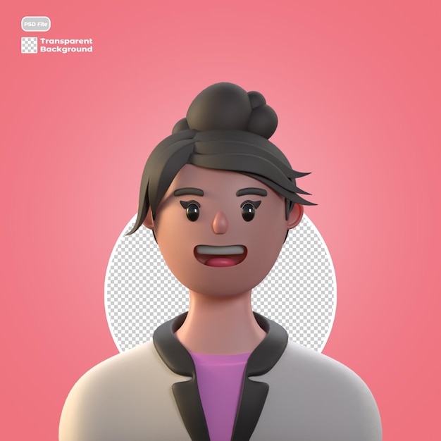 3d cartoon avatar isolated in 3d rendering