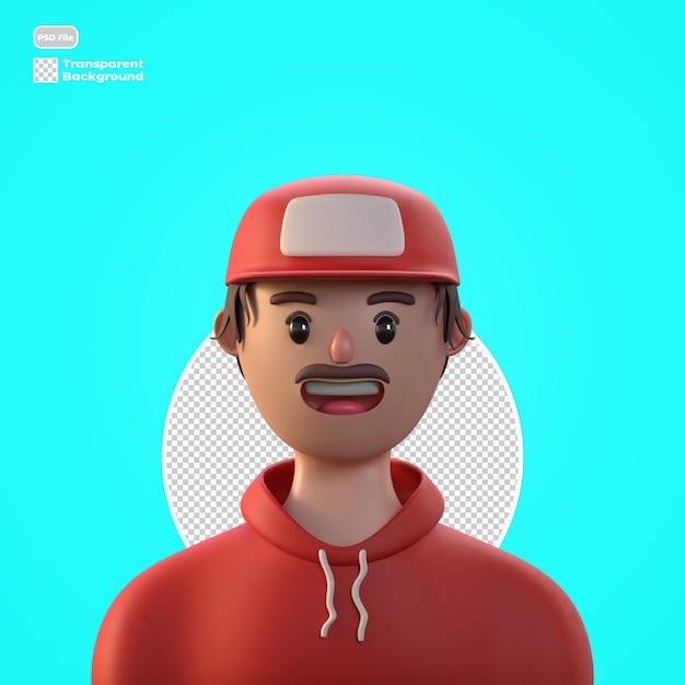 3d cartoon avatar isolated in 3d rendering