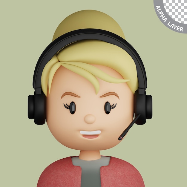 3D cartoon avatar of pretty blonde woman