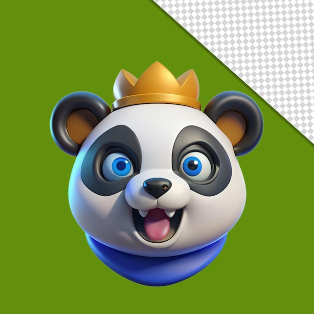 3d cartoon character of a panda wearing crown