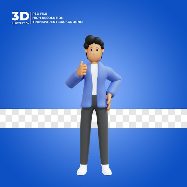 3d cartoon character pose happy Premium Psd