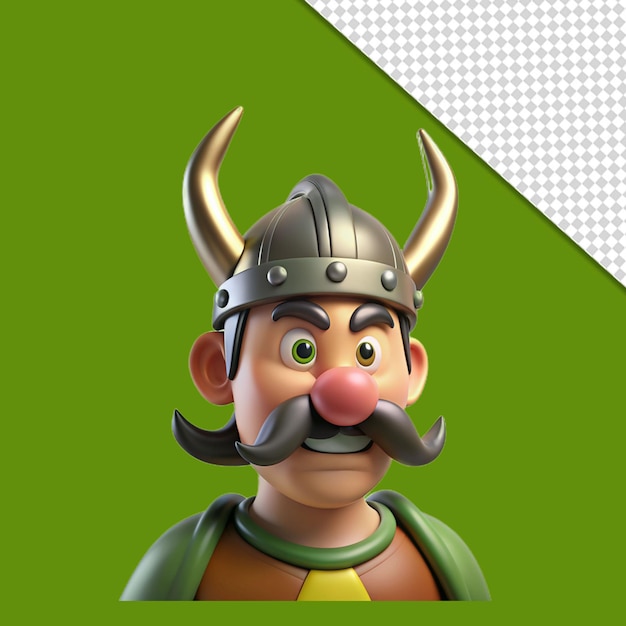 3d A cartoon character with a viking helmet and a sword