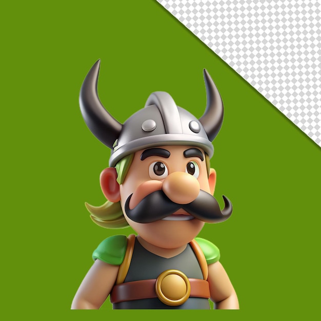 3d A cartoon character with a viking helmet and a sword