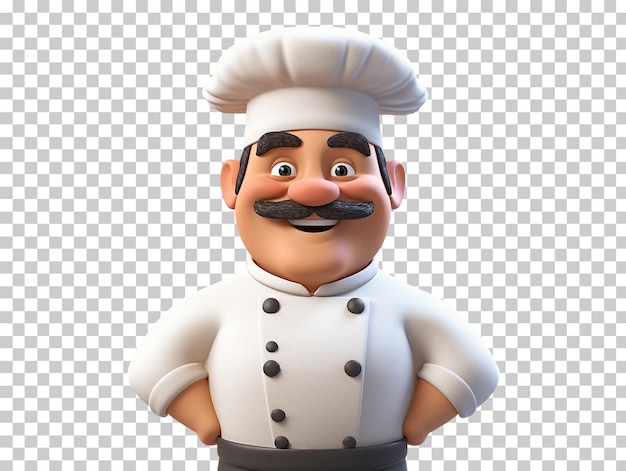 PSD 3d cartoon chef closeup halfbody isolated on transparent background png psd