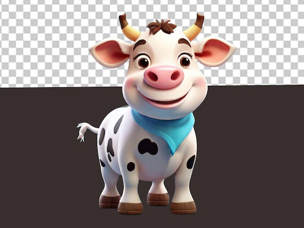 PSD 3d cartoon cow with a smiley face