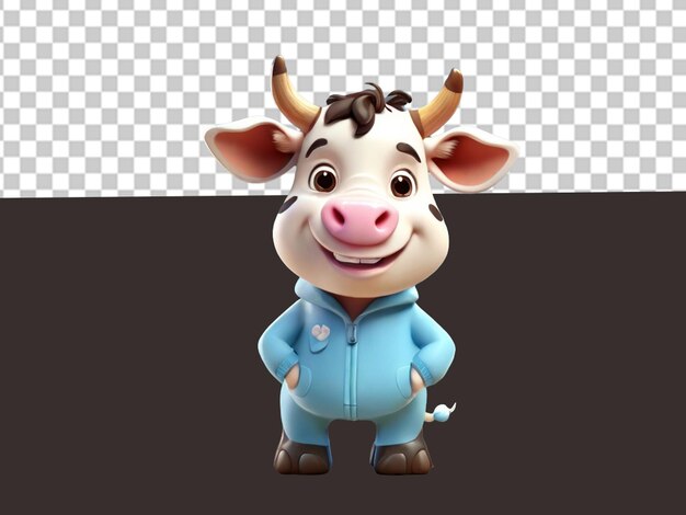 PSD 3d cartoon cow with a smiley face