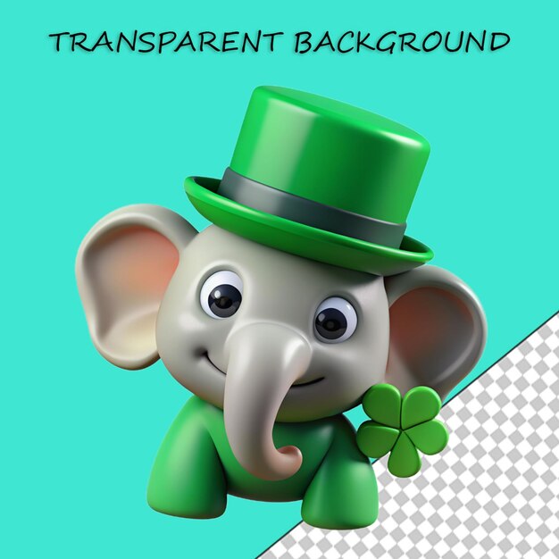 3d cartoon of a cute elephant wearing a hat