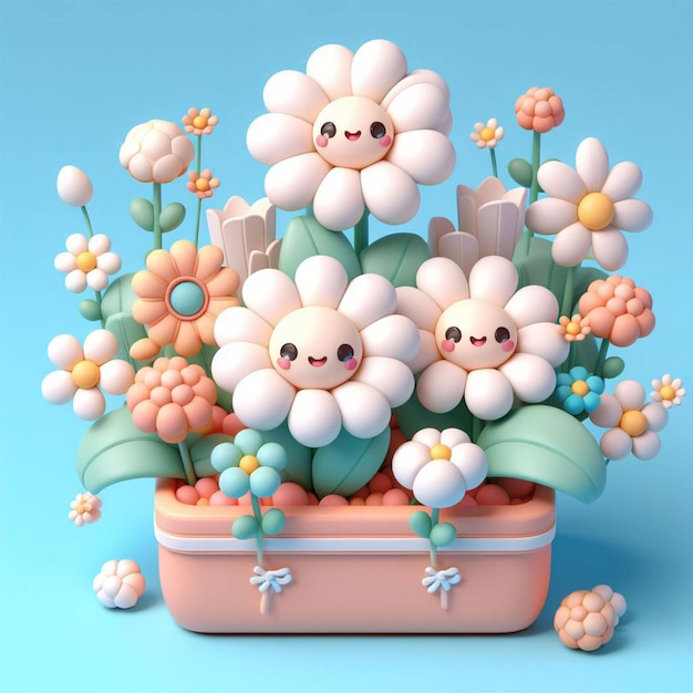 3d Cartoon Cute Flower Stock Photo Picture and Royalty