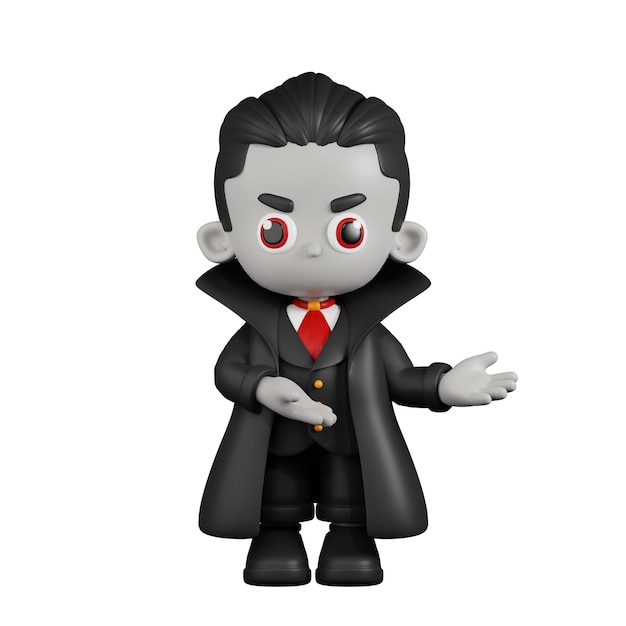 3d Cartoon Dracula Vampire Pointing To Something Pose