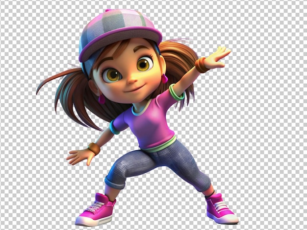 3d cartoon girl hip hop dancer