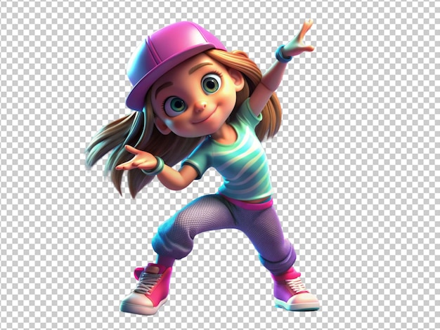 3d cartoon girl hip hop dancer