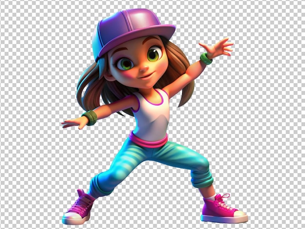 3d cartoon girl hip hop dancer