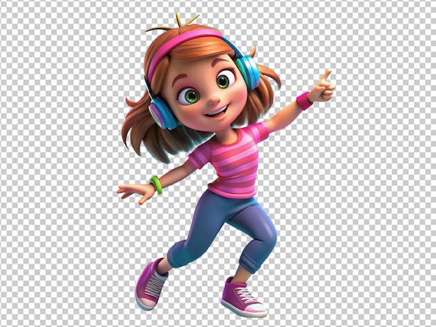 3d cartoon girl hip hop dancer