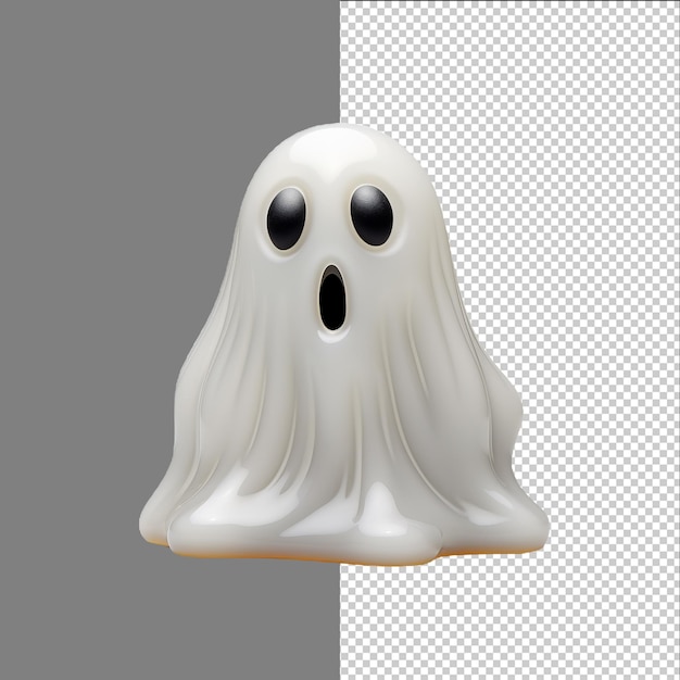 3D cartoon halloween ghost figure isolated on transparent background png psd