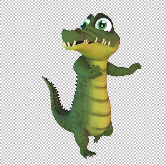 3D Cartoon Illustration crocodile character running