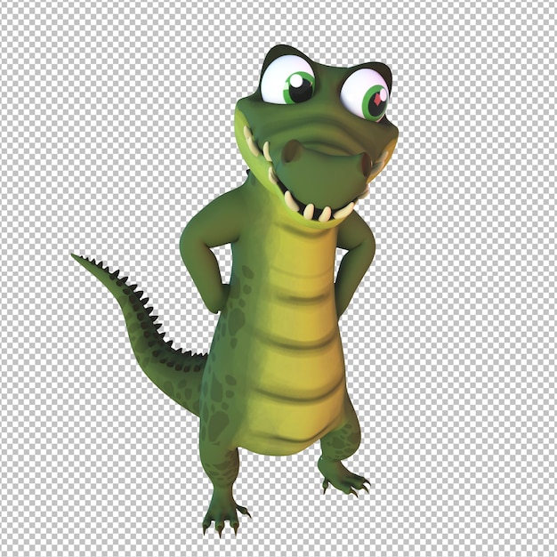 3D Cartoon Illustration Crocodile character standing