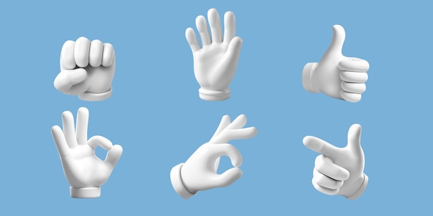 PSD 3d cartoon illustration of white gloves hand gesture