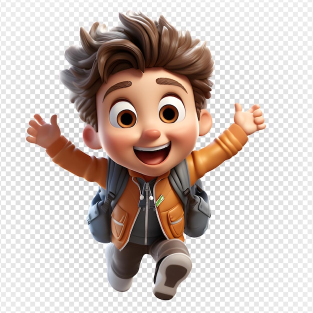 3d cartoon of a little boy running happily little boy jumping with a happy expressiongenerative ai