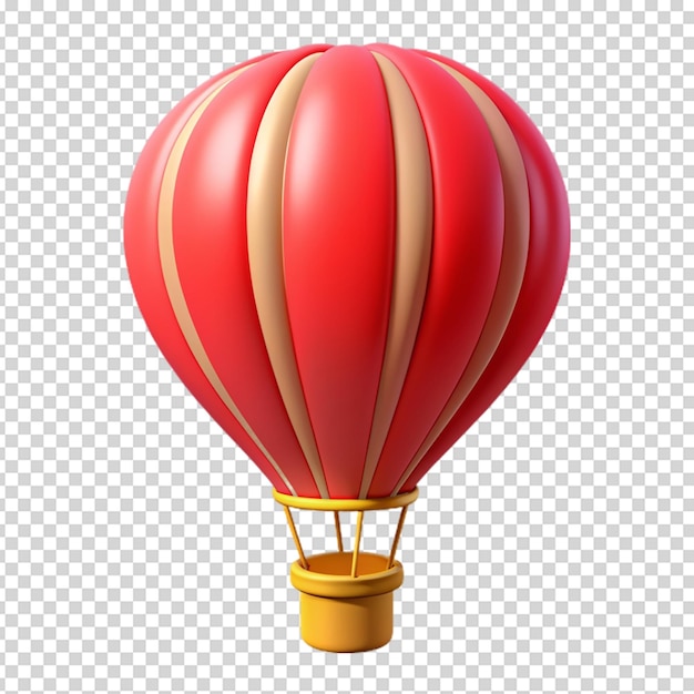 3d cartoon red hot air balloon Isolated on white background