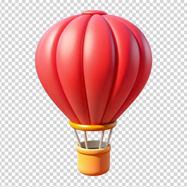 3d cartoon red hot air balloon Isolated on white background