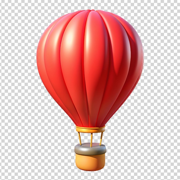 3d cartoon red hot air balloon Isolated on white background