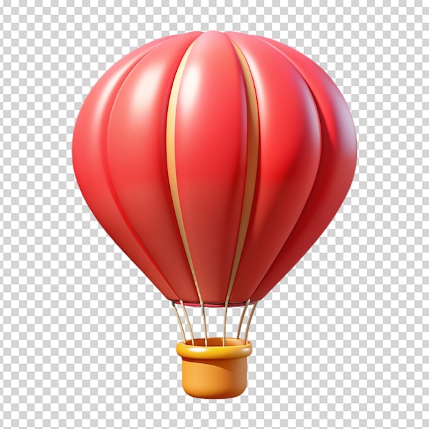 3d cartoon red hot air balloon Isolated on white background