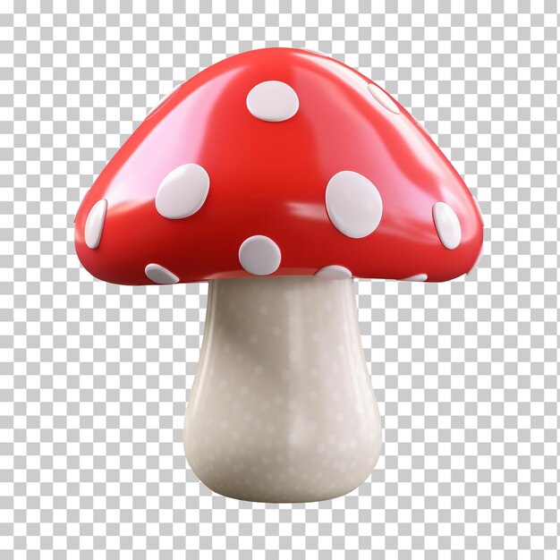 PSD 3d cartoon red mushroom isolated on transparent background png psd