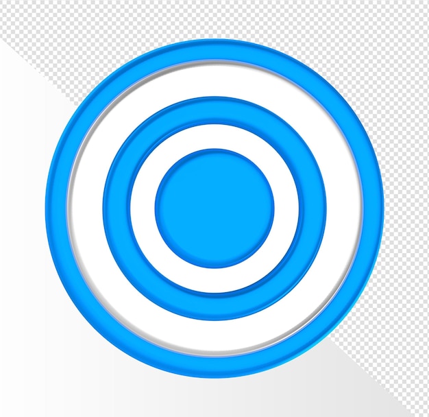 3d cartoon render blue dartboard hit target goal icons for ui ux web mobile apps ads designs