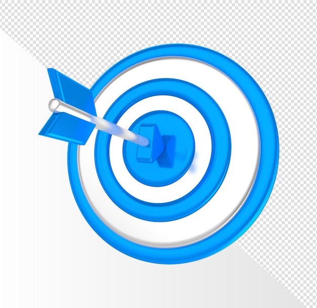 3d cartoon render blue dartboard hit target goal icons for ui ux web mobile apps ads designs