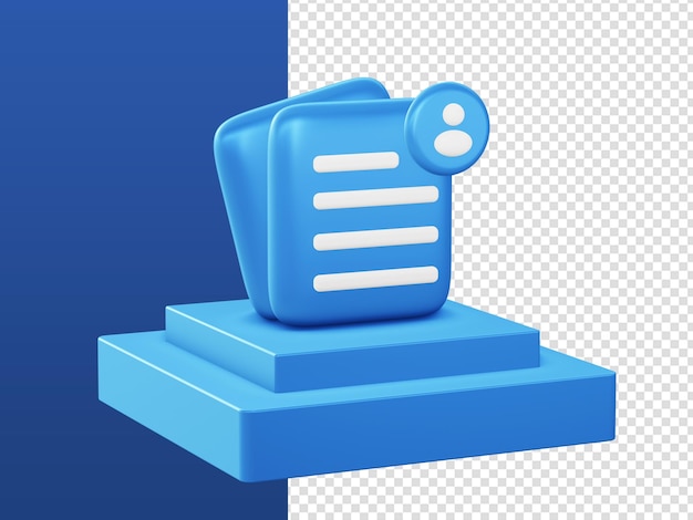 3d cartoon render blue files documents icons with podium for UI UX web mobile apps ads designs