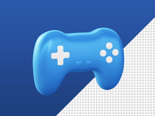 3d cartoon render blue gamepad joystick game icons for UI UX web mobile apps ads social media design