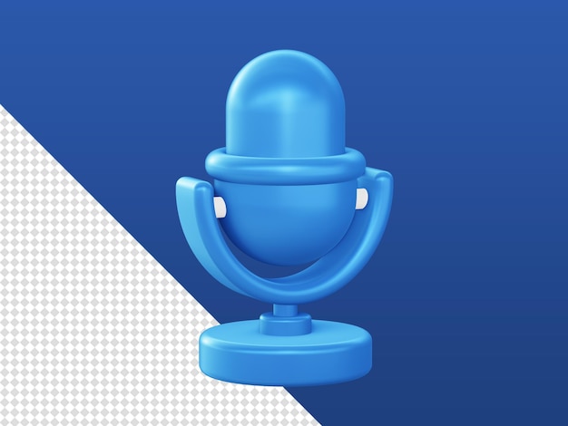 3d cartoon render blue microphone audio podcast icons for UI UX web mobile apps social media designs