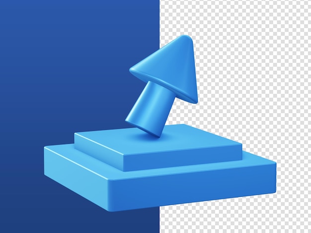 3d cartoon render blue mouse cursor pointer icons with podium for UI UX web mobile apps ads designs